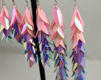 Holographic bisexual flag dangle earrings / pride earrings / pride jewelry / lgbtq earrings / bi earrings / dangle earrings