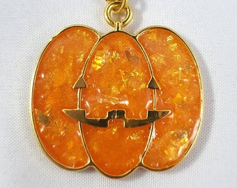 Pumpkin necklace / pumpkin jewelry / halloween necklace / halloween jewelry / holographic pumpkin necklace / autumn jewelry