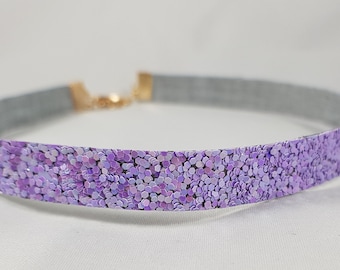 Collana con glitter olografici viola / collana con glitter / collana con glitter per festival / piccolo regalo per lei / gioielli con glitter / collana con glitter / collana con glitter anni '90