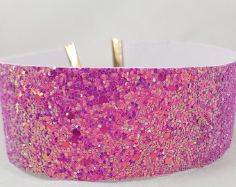 Pink glitter iridescent fake leather choker / holographic choker / choker necklace / fashion choker / festival accessories / thick choker