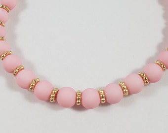 Pastel pink and gold beaded stretch bracelet / pastel jewelry / bracelet for women / women's bracelet / stacking bracelet