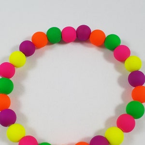 Multicolored neon beaded stretch bracelet / neon jewelry / stacking bracelet / unisex bracelet / fluorescent jewelry / 90s Y2K jewelry