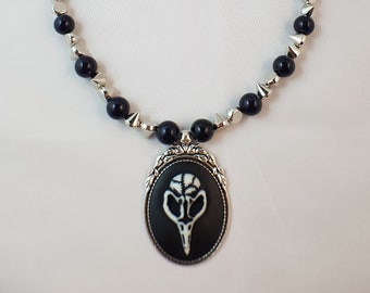 Collana di Halloween con teschio di uccello / collana punk / collana gotica / gioiello con teschio di uccello / gioiello con teschio di uccello / collana dark academia