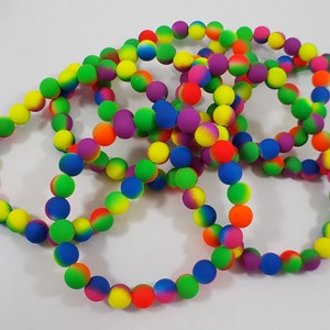 Multicolored neon beaded stretch bracelet / neon jewelry / stacking bracelet / unisex bracelet / fluorescent jewelry / 90s Y2K jewelry