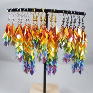 Holographic rainbow dangle earrings / rainbow jewelry / colorful earrings / fun earrings / funky earrings / pride earrings image 1