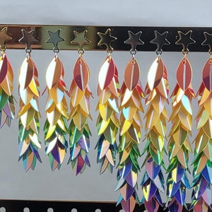 Pendientes colgantes arco iris estrella holográfica / joyas arco iris / pendientes coloridos / pendientes divertidos / pendientes funky / pendientes geniales