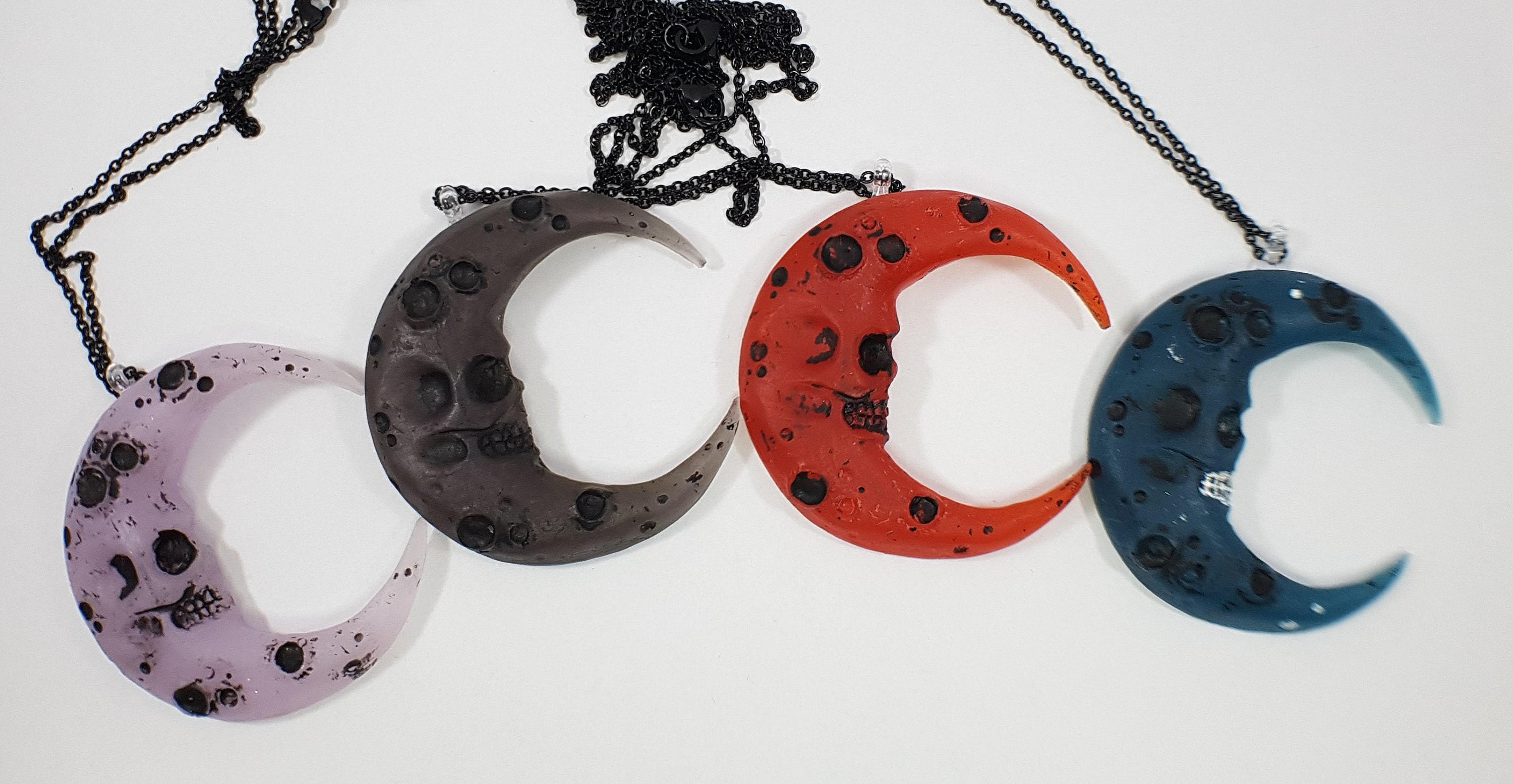 Skull Moon Necklace / Moon Jewelry / Skull Necklace / Crescent Etsy
