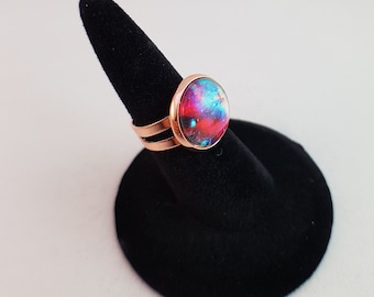 Space rose gold adjustable ring / space jewelry /  / universe ring / nebula ring / cosmos ring / astronomy ring / scifi geek nerd gift