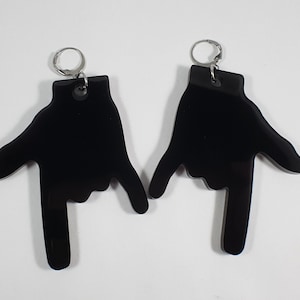 Sign Of The Horns dangle earrings / metal hand earrings / rock on earrings / big statement earrings / rock n roll earrings / metalhead gift