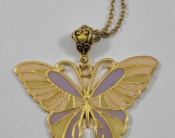 Pastel butterfly necklace / gold butterfly necklace / butterfly jewelry / romantic necklace / fairy core jewelry