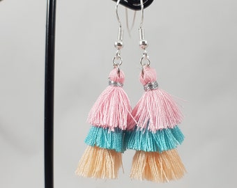 Multicolor tassel dangle earrings / bohemian earrings / statement earrings / hippie earrings / fringe earrings / gift for her