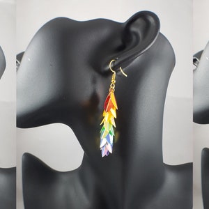Holographic rainbow dangle earrings / rainbow jewelry / colorful earrings / fun earrings / funky earrings / pride earrings image 4