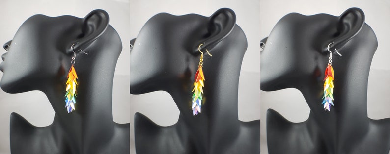 Holographic rainbow dangle earrings / rainbow jewelry / colorful earrings / fun earrings / funky earrings / pride earrings image 4