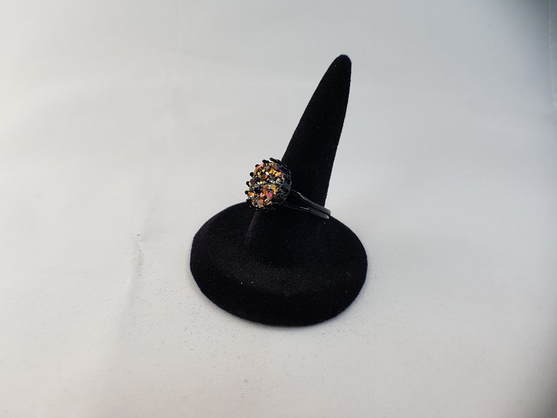 Gold druzy black adjustable ring cocktail ring boho ring bohemian jewelry faux druzy ring sparkle jewelry gold druzy ring