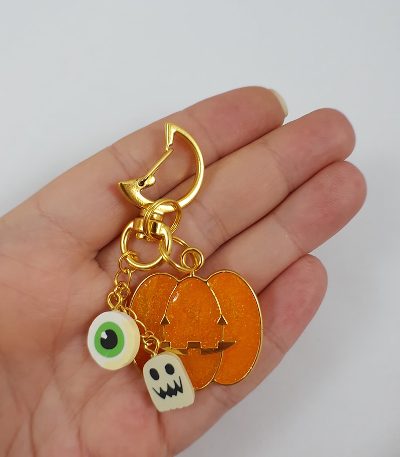 Pumpkin keychain / neon pumpkin jewelry / halloween keychain / Etsy