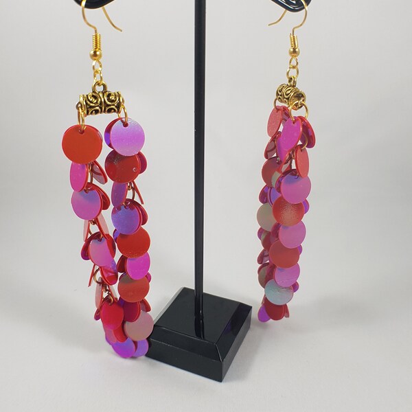 Gold Sequin Earrings Etsy