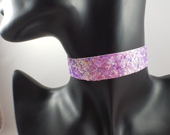 Purple holographic flakes choker / sparkly choker / holographic necklace / festival choker / iridescent choker / thick choker
