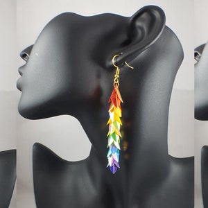 Holographic rainbow dangle earrings / rainbow jewelry / colorful earrings / fun earrings / funky earrings / pride earrings image 3