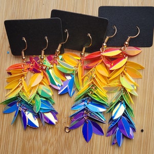 Holographic rainbow dangle earrings / rainbow jewelry / colorful earrings / fun earrings / funky earrings / pride earrings image 7