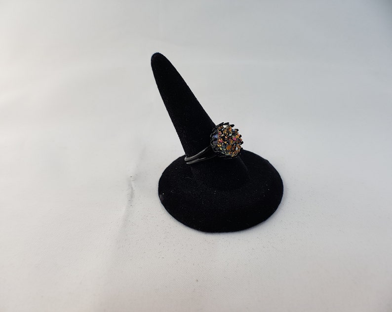 Gold druzy black adjustable ring cocktail ring boho ring bohemian jewelry faux druzy ring sparkle jewelry gold druzy ring