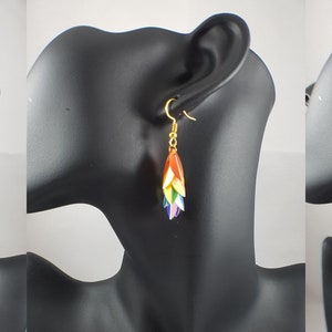Holographic rainbow dangle earrings / rainbow jewelry / colorful earrings / fun earrings / funky earrings / pride earrings image 6