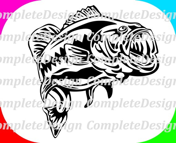 Largemouth Bass Print Cut Files Svg Png Dxf Instant Downloads Etsy
