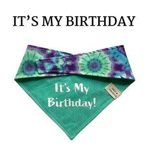 It’s My Birthday Bandana : Birthday Tie/On, Reversible Dog Bandana