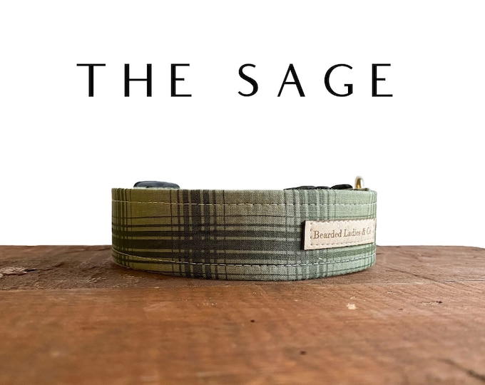 Farmhouse Green Dog Collar // The Sage : Winter Green Plaid Collar