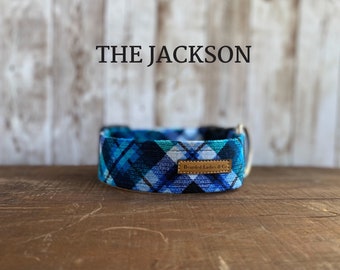 Teal Plaid Dog Collar // The Jackson : Teal & Black Dog Collar