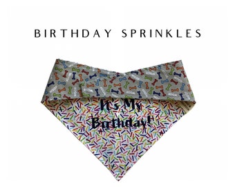 It’s My Birthday Bandana Sprinkles : Birthday Tie/On, Reversible Dog Bandana
