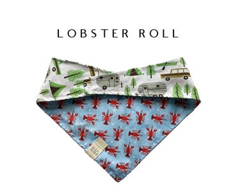 Lobster Roll : Lobsters with Campsites Tie/On Reversible Dog Bandana