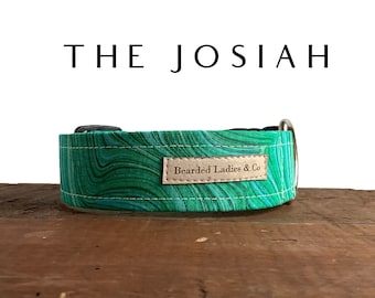 Green and White Swirl Dog Collar // The Josiah : Everyday Collar
