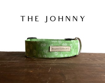 Green with White Tractor Dog Collar // The Johnny: Everyday Farm Inspired Dog Collar