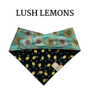 Mini Lemons & Flowers Dog Bandana // Lush Lemons : Tie/On, Reversible Bandana