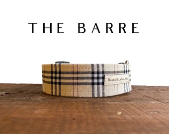 Creme, Black & Red Tartan Dog Collar // The Barre : Tan Plaid Collar