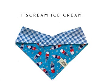 I Scream Ice Cream : Red, White & Blue Ice Cream Tie/On, Reversible Dog Bandana