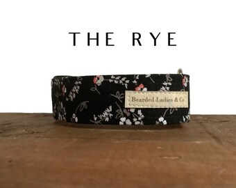 Black with Gray and White Floral Dog Collar // The Rye : Everyday Adjustable Collar