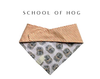 Hedgehogs Reversible Dog Bandana // Orange Polka Dot Dog Wear // Fall Tie Dog Scarf