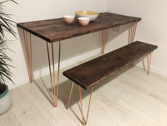 Rustic Dining Table Bench Set Made From Reclaimed Scaffold