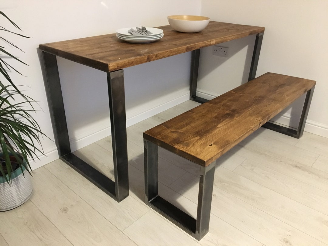 Rustic Dining Table & Bench Set Made From Reclaimed Scaffold Etsy