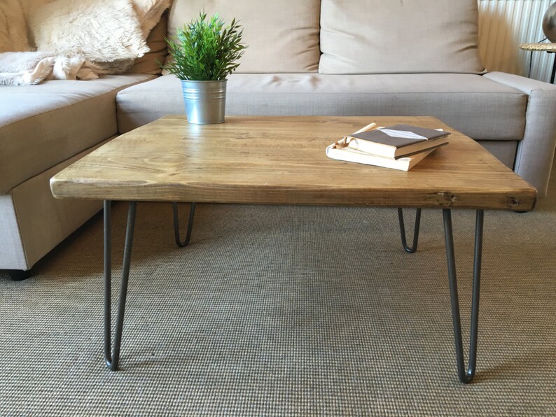 Rustic Wooden Coffee Table Made From Reclaimed Scaffold 