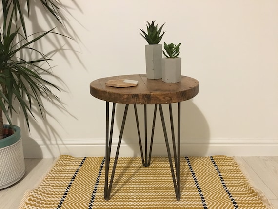 Rustic Wooden Round Side Table End Made From Reclaimed Rustic Wooden Round Side Table End, Round Rustic End Table