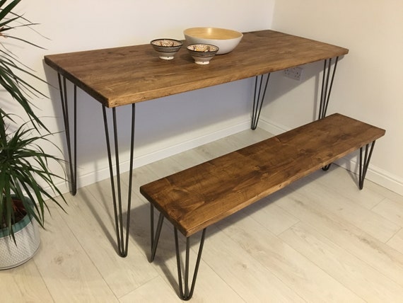 Rustic Dining Table Bench Set Made From Reclaimed Scaffold Etsy