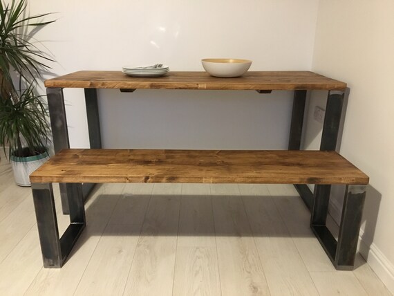 Rustic Dining Table Bench Set Made From Reclaimed Scaffold Etsy