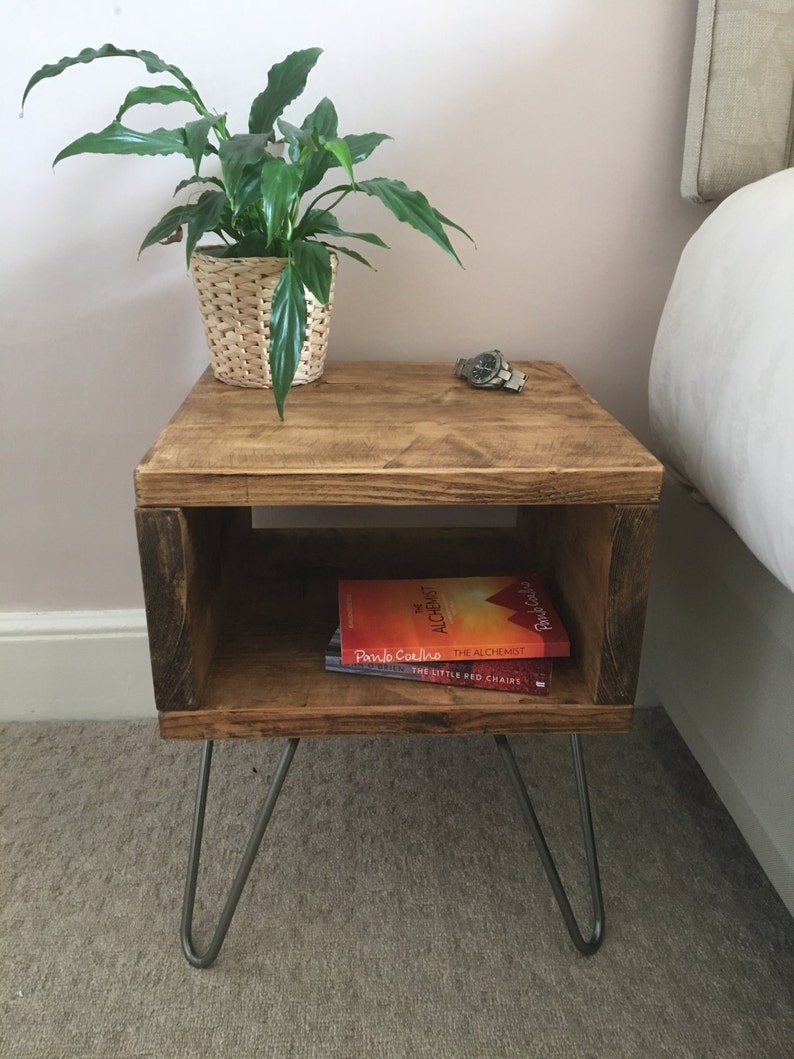 Rustic Wooden Bedside Table Night Stand Made From Reclaimed Etsy