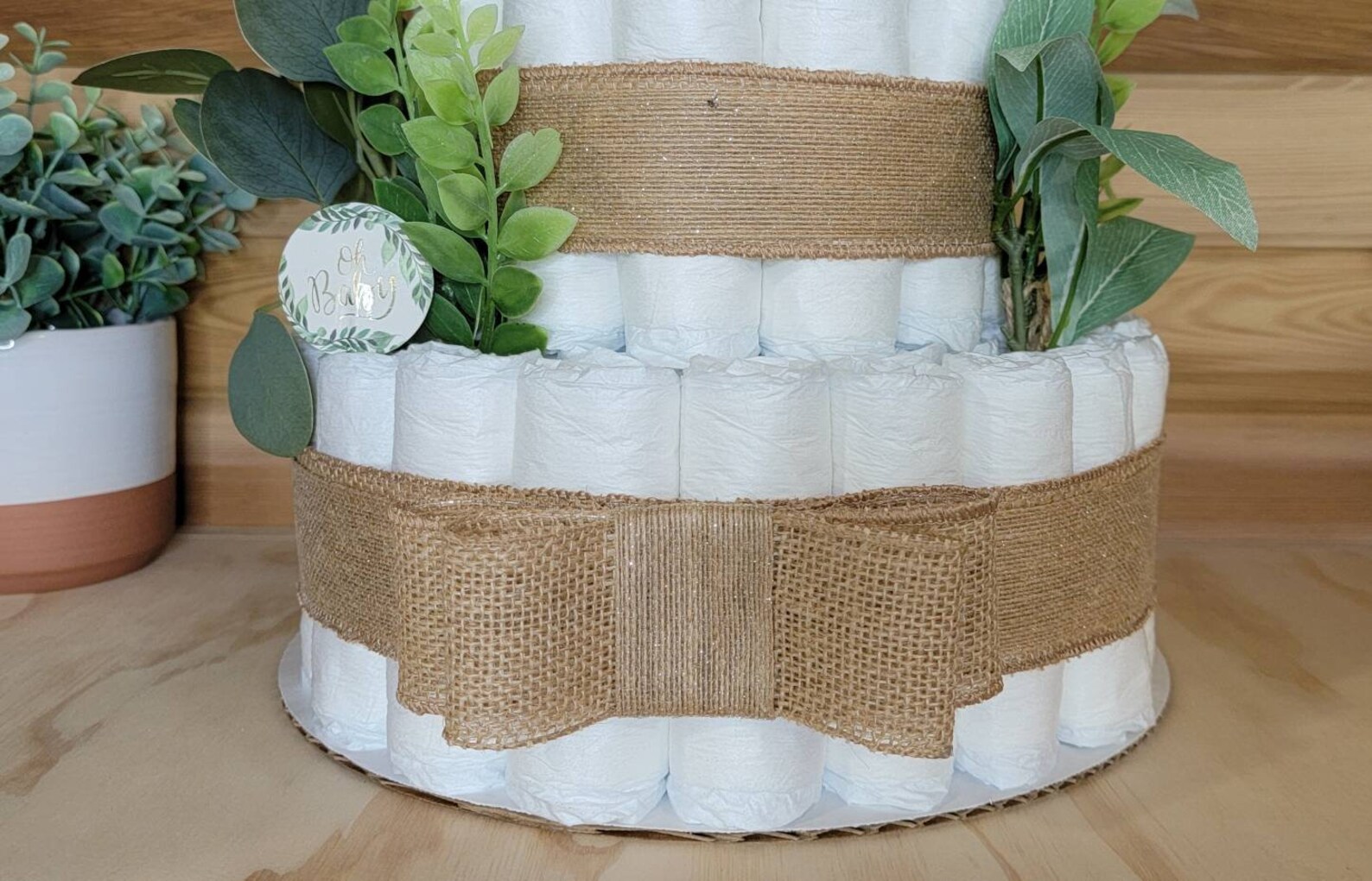 Oh Baby Baby Shower Centerpiece Diaper Cake Baby Shower Etsy