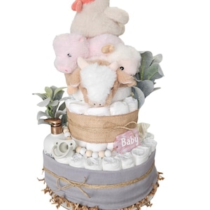 Farm Animals Diaper Cake | Cow Diaper Cake | Barnyard | oh Baby | Baby Bash | Baby Shower Gift | Neutral Diaper Cake | Gender Neutral Baby
