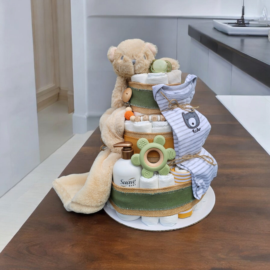 Teddy Bear | Boy Diaper Cake | Baby Shower Decoration | Baby Boy Gift ...