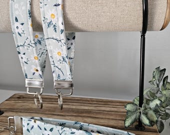 Floral Key Wristlet | Teal Cotton Fabric Fob | Boho Key Accessories