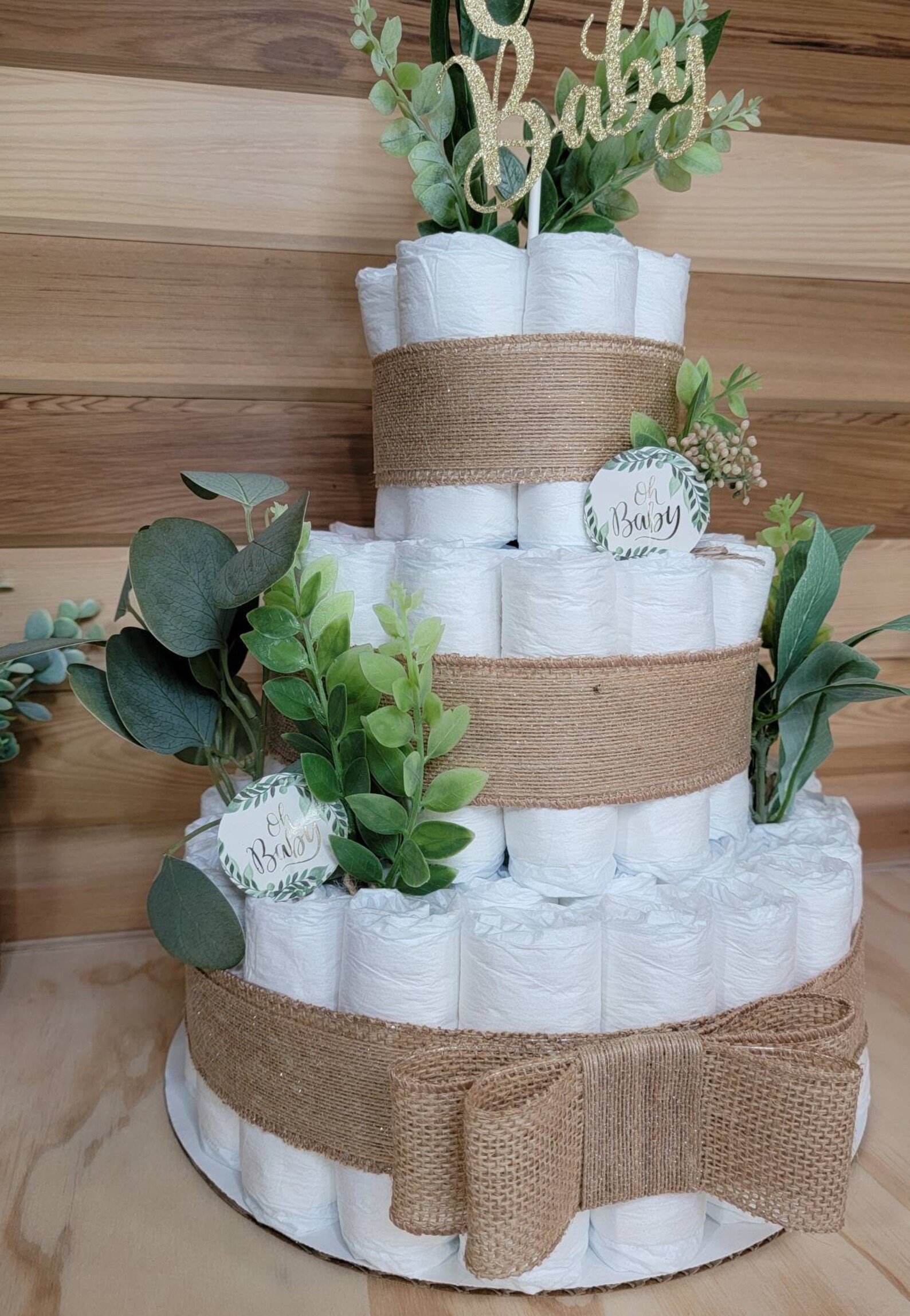 Oh Baby Baby Shower Centerpiece Diaper Cake Baby Shower Etsy